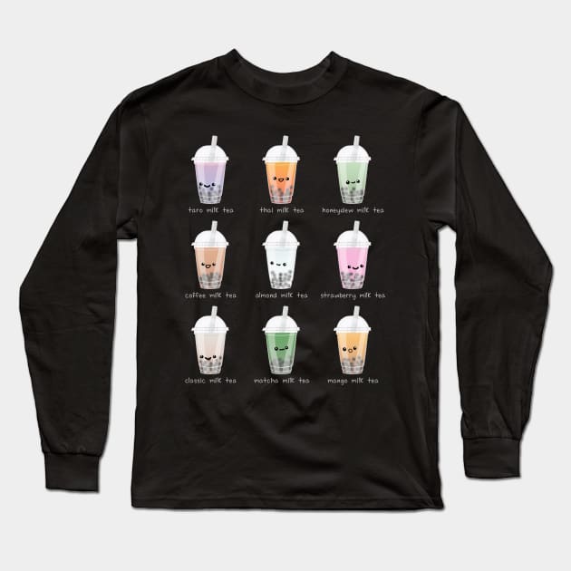 Boba Tea, Bubble Tea Menu Long Sleeve T-Shirt by YourGoods